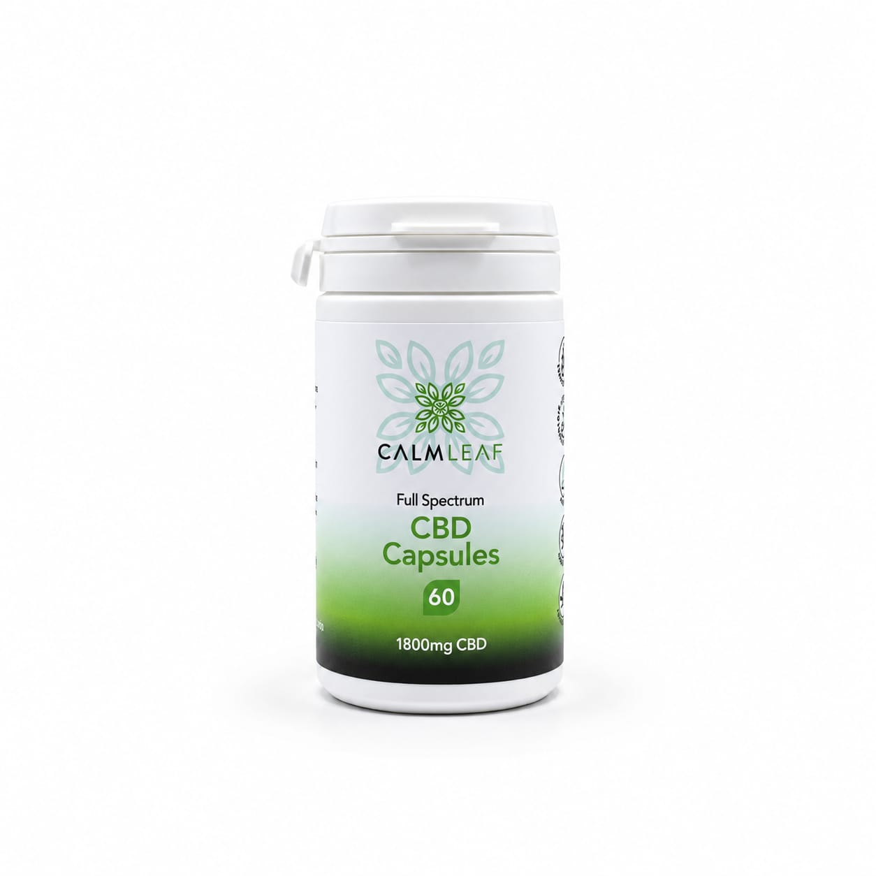 Calm Leaf CBD capsules, 30mg x 60