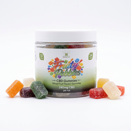10mg Fruity Pebbles CBD gummies from Calm Leaf, 240mg tub