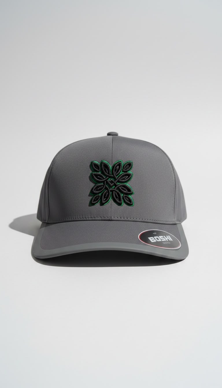 Grey Boshi Ultra Black/Green Logo Cap