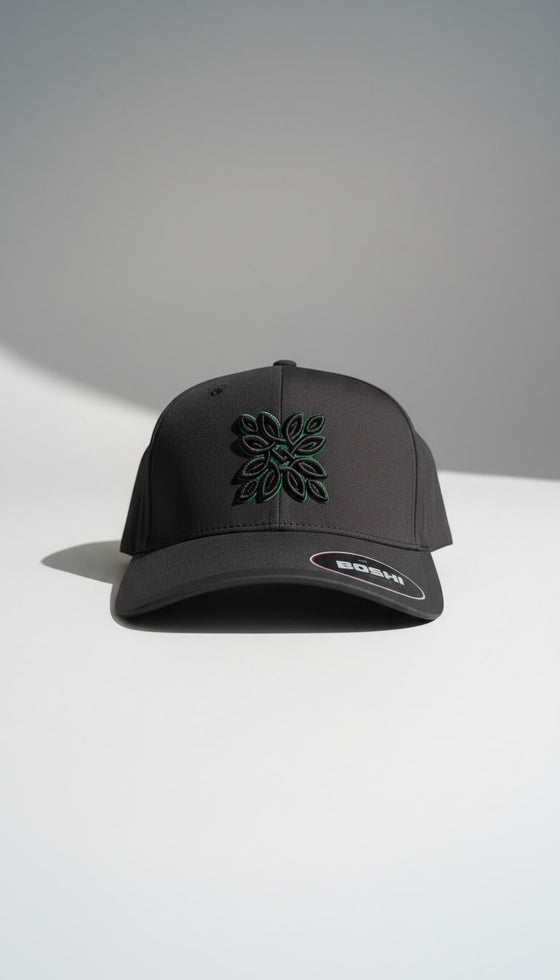 Black Boshi Ultra Black/Green Logo Cap