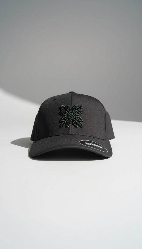 Black Boshi Ultra Black/Green Logo Cap
