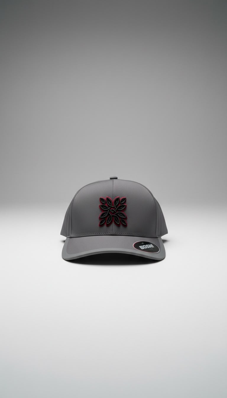 Grey Boshi Ultra Grey Black/Maroon Logo Cap