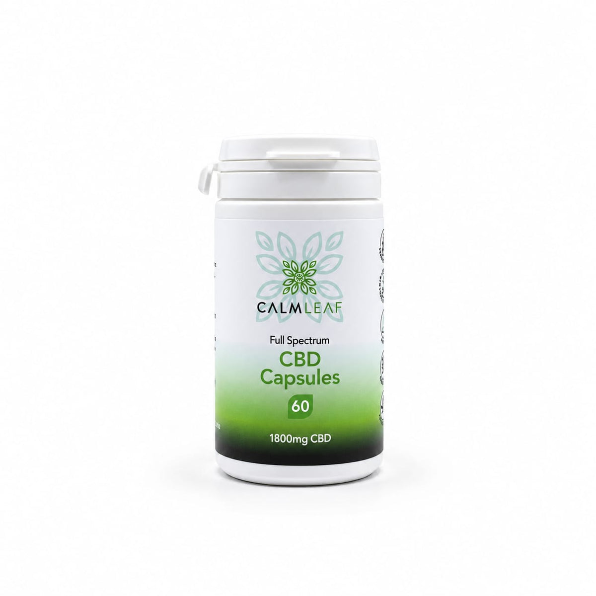 Calm Leaf CBD capsules, 30mg x 60
