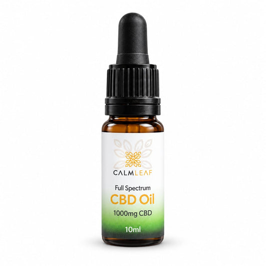 Calm Leaf CBD oil 1000mg in a 30ml dropper bottle